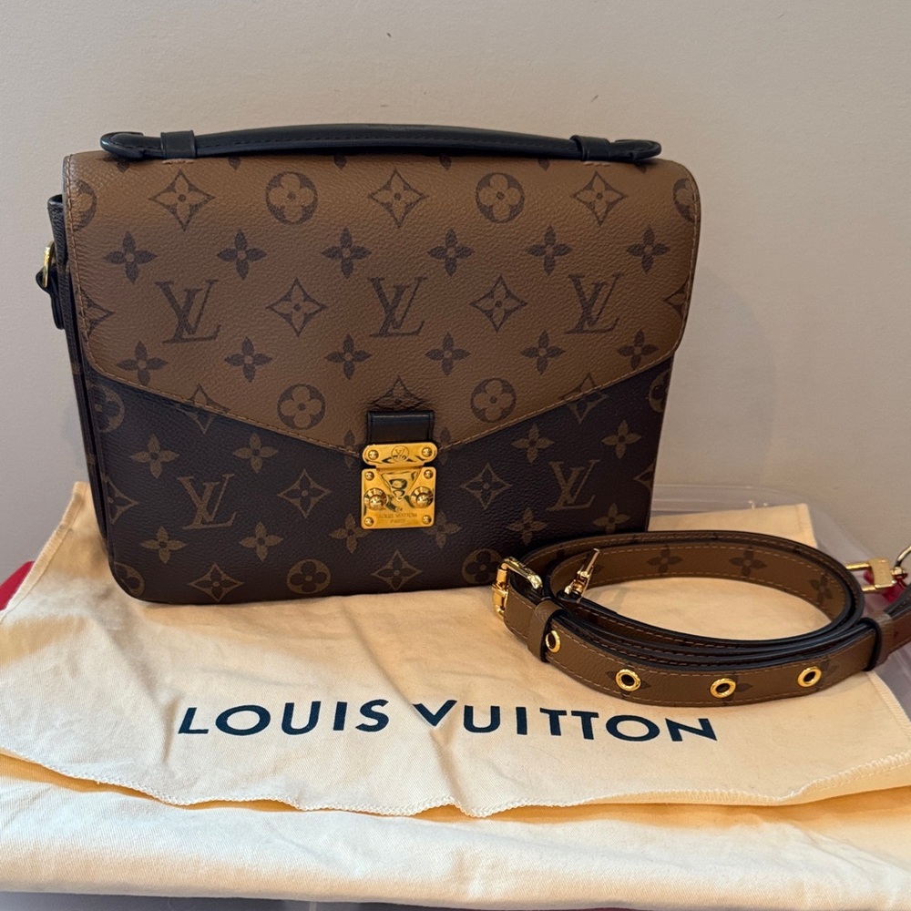 Brown and Tan Monogram Satchel Bag